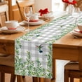 thumbnail image 5 of Spring Plants Table Runner - 70 Inch Long Watercolor Leaves Birds Flowers Gray Plaid Cotton and Linen Blended Dress Scarves Farmhouse Table Runner for Kitchen Dining, Coffee Table, 13" x 70", 5 of 8