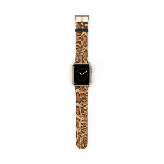 Brown Snakeskin Print Faux Leather Band For Apple Watch-Series 1-9/SE