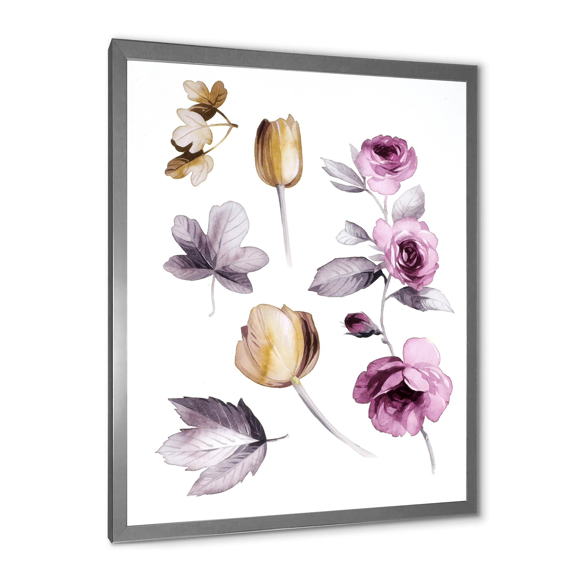Designart 'Orange and Pink Wildflowers' Traditional Framed Art Print