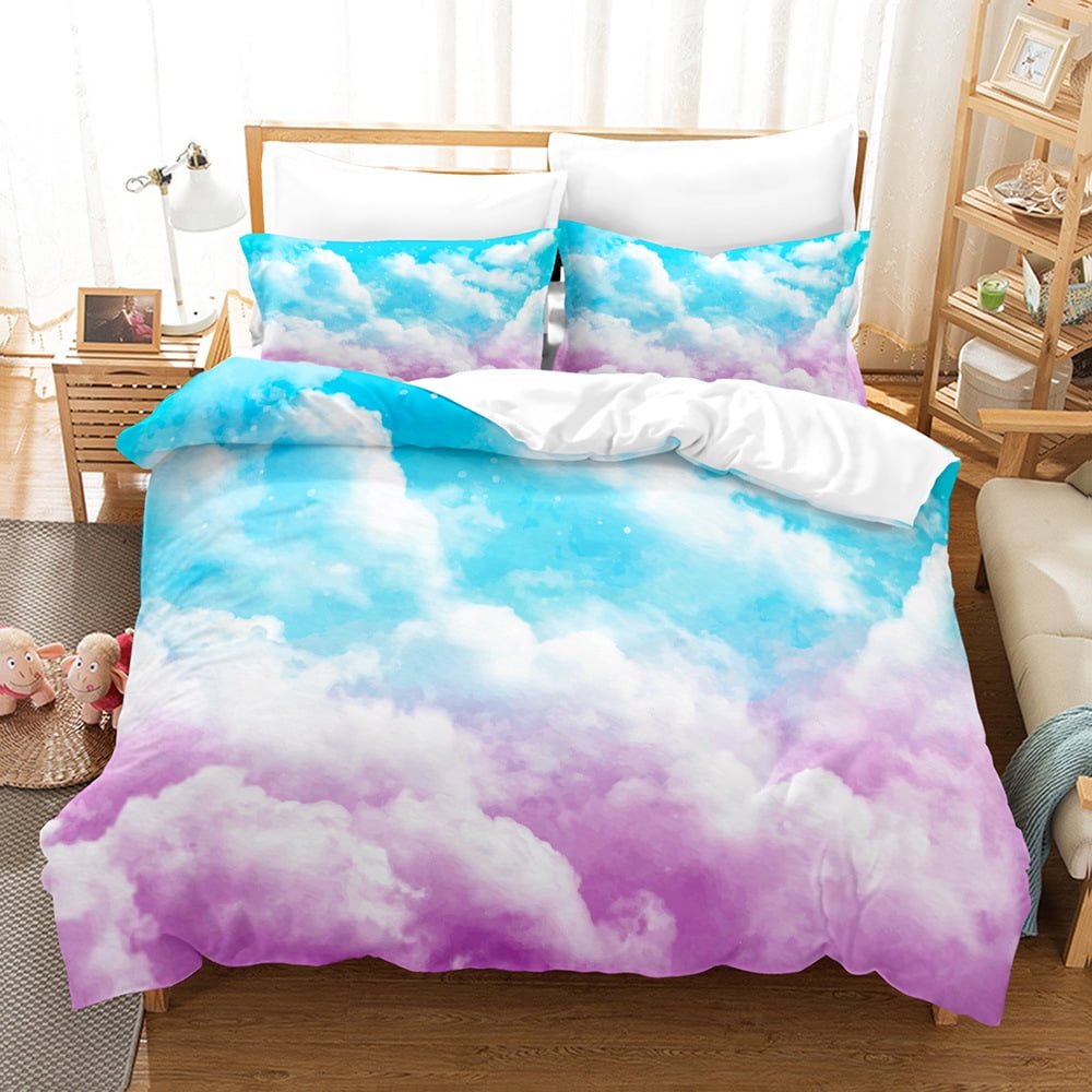 Fantasy Cloud Duvet Cover Set Tie Dye Colorful Clouds Comforter Cover