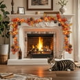 thumbnail image 4 of Btomtd 170cm Pumpkin Maple Leaf Rattan Garland Halloween Christmas Thanksgiving Hanging Decor with Pinecone and Artificial Vines, B, 4 of 6