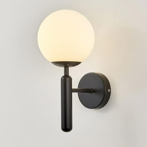 LED Wall Light Indoor, Modern E26 Wall Sconce with Globe Glass Ball,1 Light, Vintage Metal Bedside Wall Lamp Fixtures for Living Room Bedroom Bathroom Hallway Lighting,Gold