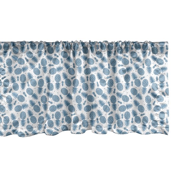 Ambesonne Blue Window Valance, Tropical Fruit Pineapple, 54" X 12", Blue White
