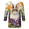 thumbnail image 3 of Easter Bunny Print Women's Three Quarter Sleeve T Shirt Top For Spring And Summer Fashion Womens Long Sleeve Cold Gear Casual Workout Tops Women Long Sleeve Shirts Long Sleeve Shirt Women plus Woman, 3 of 3
