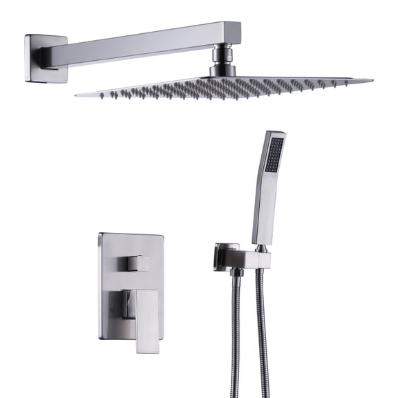 Wowow Single Handle 2-Spray Shower Faucet 1.8 GPM with 10 in. Square Shower Head and Adjustable Heads in Polished Chrome