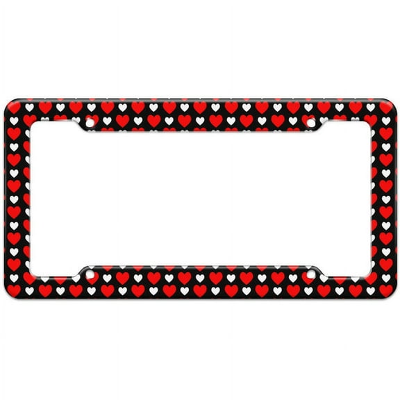 Hearts Red White Pattern License Plate Frame