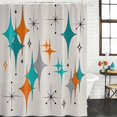 thumbnail image 3 of Teal Orange Boho Waterproof Fabric Shower Curtain,Middle Century Geometric Abstract Waterproof Fabric Shower Curtain for Bathroom Curtains Bathtubs Hotel Shower Curtains with 12 Hooks Small 36x78in, 3 of 8