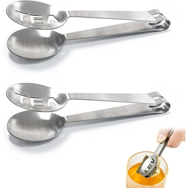 2 alicates para exprimir bolsas de té, filtro para bolsas de té, alicates para bolsas de té, cuchara para bolsas de té, mini clip para azúcar, barra de cocina, herramienta para cubitos de hielo, acero inoxidable Sailing Electrónica
