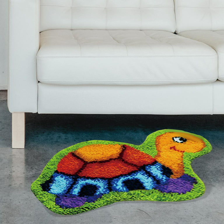 Cartoon Animal Latch Hook Rug Kits for Adults Kids ,diy Crochet Yarn Rugs Hooking Craft with Preprinted Pattern Design ,, Size: 50×36cm, Turtle