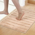 thumbnail image 2 of Unique Bargains Soft Stripe Bathroom Rug Rubber Backing Quick Dry Bath Rug Khaki 20" x 32", 2 of 7