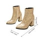 thumbnail image 4 of 1 par de botines de lentejuelas de tacón alto Botas de mujer con punta en punta Botas con cremallera lateral, 4 of 6