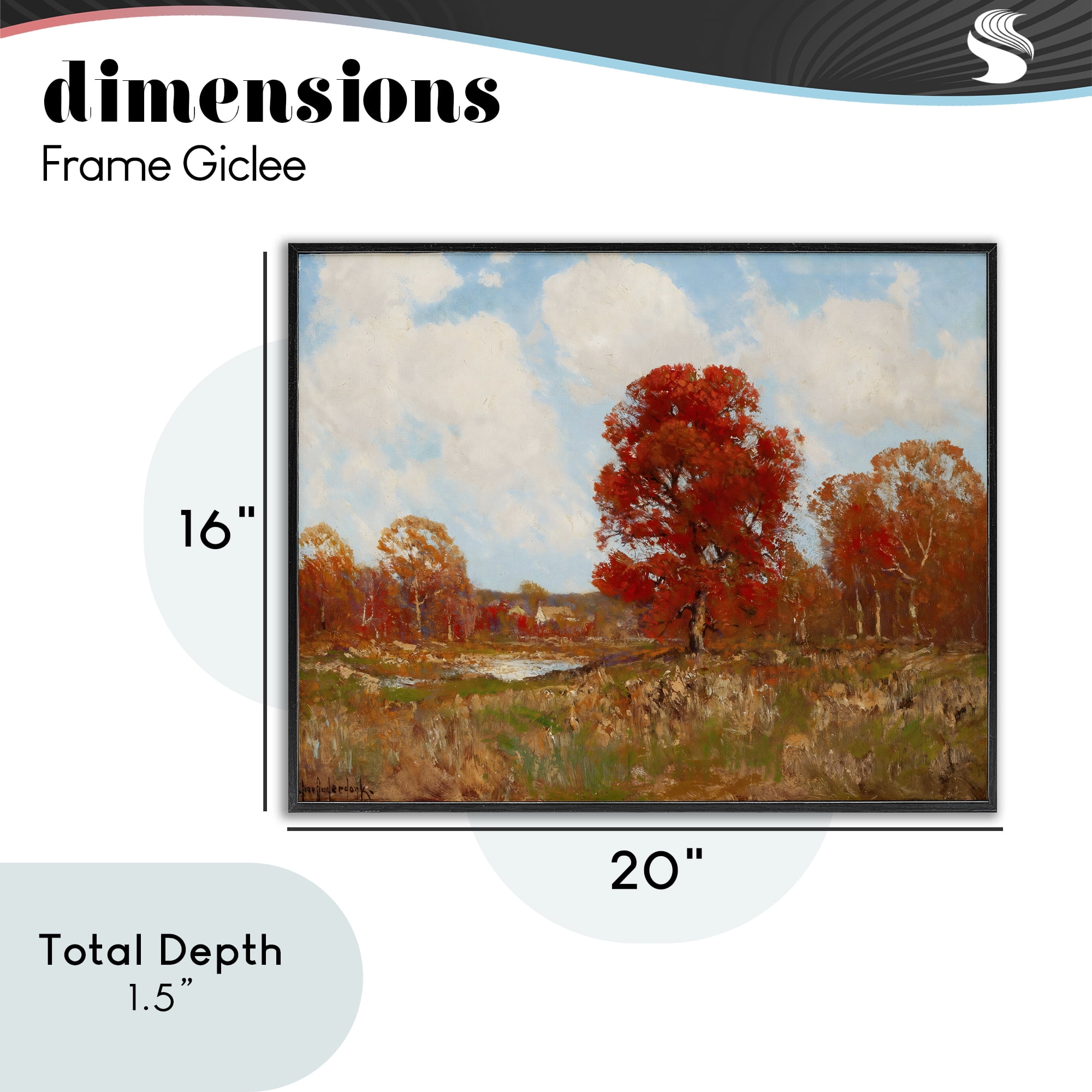 Fall Landscape with Red Foliage Black Framed Giclee Art, design by Arlington Prints