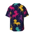 thumbnail image 6 of PAYOHTO Colorful Unicorns Blue Mens Hawaiian Casual Short-sleeved Shirt Tropical Summer Beach Button Down Shirts, 6 of 7