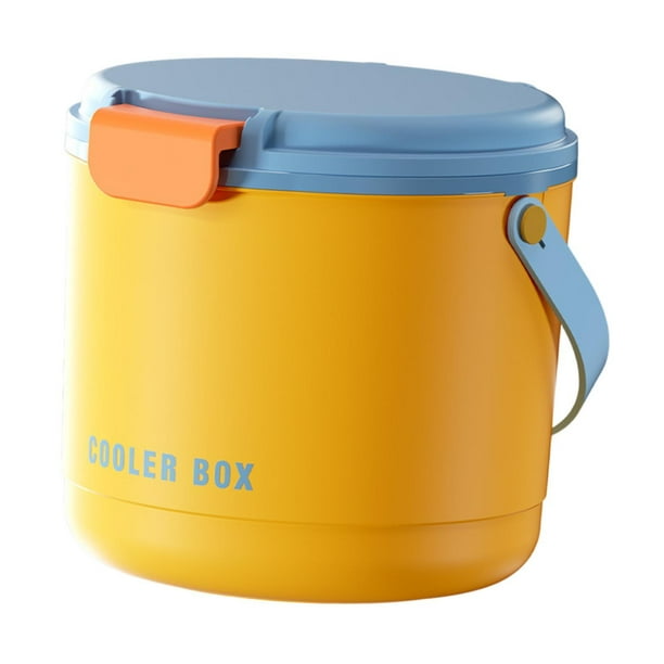 Cubo de hielo portátil mantener contenedor helado contenedor de almacenamiento de hielo para actividades al aire libre en casa buffet entretenimiento Azul naranja