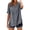 Grey, variant on Women's Casual Solid Color Stand Up Collar Cotton Linen Button Down Shirt, 3/4 Sleeve with Side Slits, Lightweight Blouse for Daily Spring Summer Wear Navy XXL