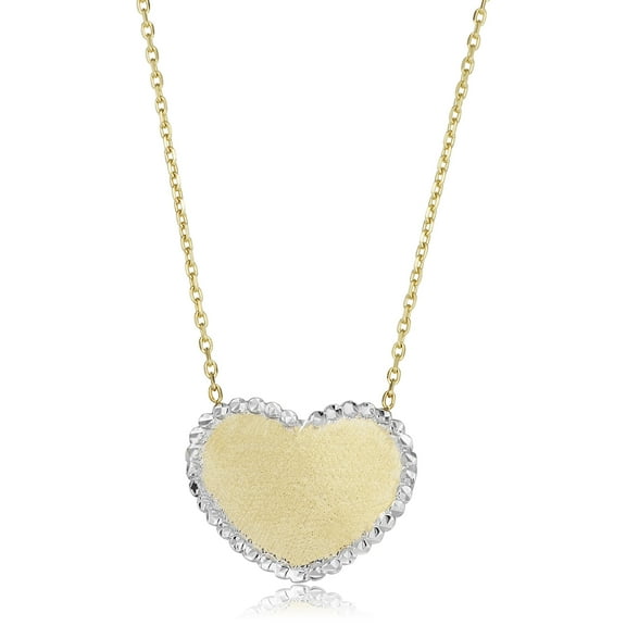 KoolJewelry 14k Two-tone Gold Heart Necklace (18 inch)