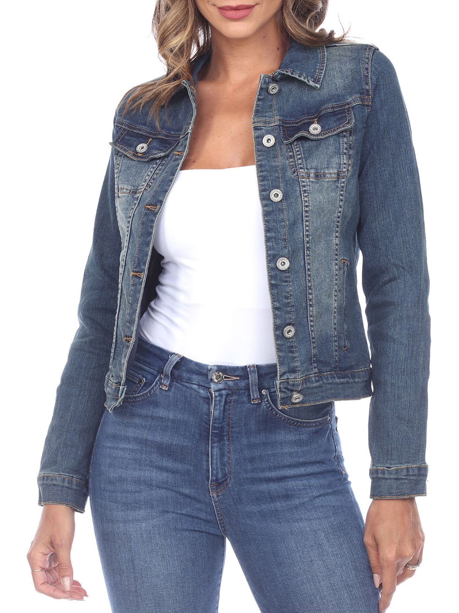 White Mark Women's Classic Denim Jacket 