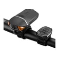 thumbnail image 1 of Luz para bicicleta recargable, delantera y trasera, 350 lúmenes, luz delantera y trasera, timbre, resistente al agua, compatible con todo tipo de bicicletas, híbridas y de carretera (negra), 1 of 5