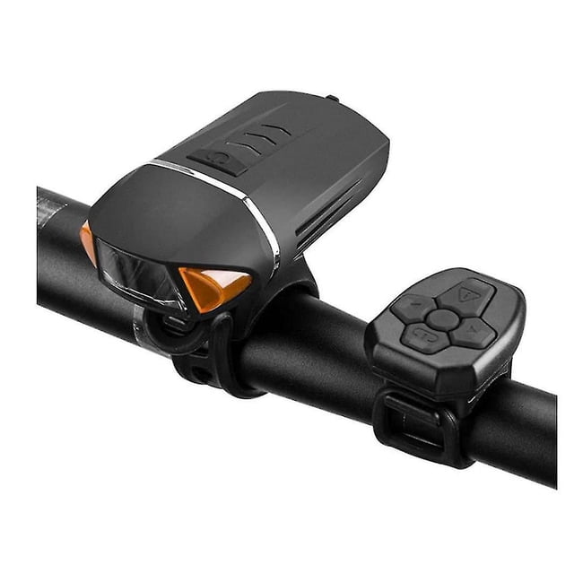 Luz para bicicleta recargable, delantera y trasera, 350 lúmenes, luz delantera y trasera, timbre, resistente al agua, compatible con todo tipo de bicicletas, híbridas y de carretera (negra)