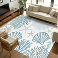 thumbnail image 3 of Light Blue Teal Coastal Area Rugs 5x7 for Living Room, Summer Beach Coral Shell Ocean Non Slip Washable Rug Runner, Low Pile Indoor Floor Carpet Mat Bathroom Rugs for Bedroom, Kids Room, 3 of 9