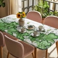 thumbnail image 3 of St. Patrick's Table Cloths for 3 Foot Rectangle Tables, Luck Shamrock Eucalyptus Leaves Flowers Grey Wooden Patio Waterproof Elastic Fitted Tablecloths, Washable Rectangular Table Cover for Camping, 3 of 8