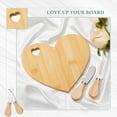 thumbnail image 5 of BIMZUC Heart Shaped Wood Cheese Board Set with Stainless Steel Cutter and Fork, 3-Piece Charcuterie Serving Tray for Weddings, Bridal Showers, Anniversaries, and Home Entertaining, 5 of 9