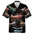 thumbnail image 3 of Camisas gráficas de aviones con estampado completo para hombres, camisa hawaiana de playa informal a la moda con diseño de avión, blusa de solapa de manga corta para hombres de la Fuerza Aérea, 3 of 5