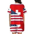 thumbnail image 6 of Fotbe USA Switzerland Print Pajama Set for Women 2 Piece Loungewear Short Sleeve Tops and Shorts Set Soft Sleepwear-Small, 6 of 7