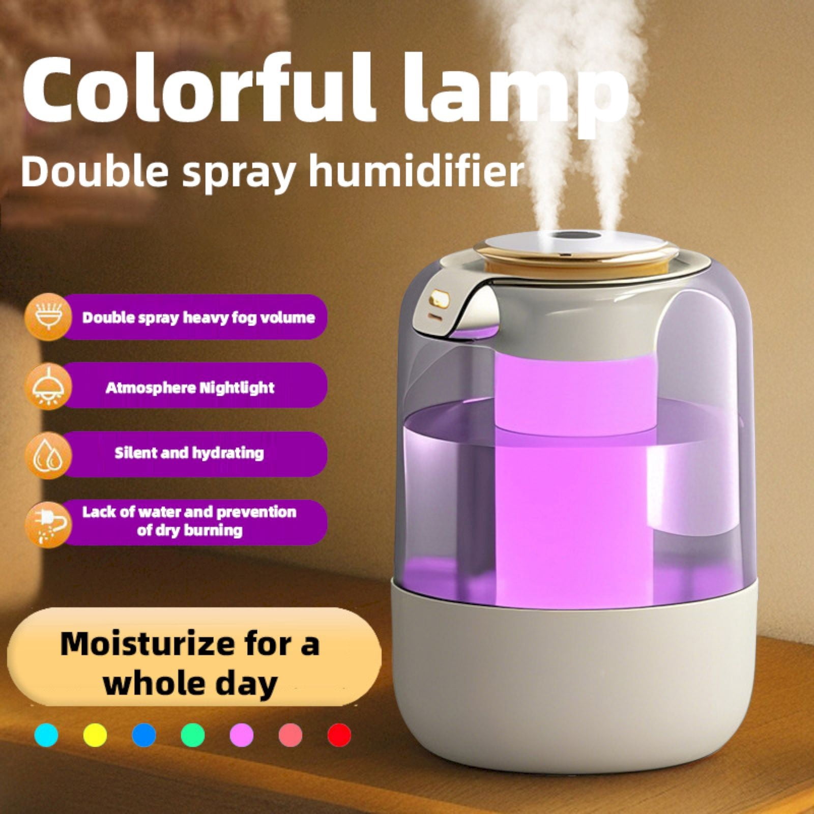 Gnwei Cool Mist Humidifier Quiet Ultrasonic Humidifiers for Bedroom & Large room - Adjustable -360 Rotation Nozzle, Auto-Shut Off, Humidifiers for Babies Nursery & Whole House