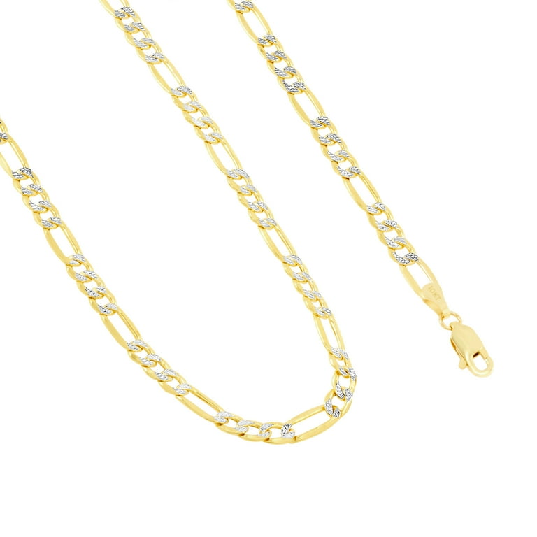 Nuragold 10k Yellow Gold Solid 5mm Figaro Chain Link Diamond Cut