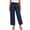 Navy, variant on TAGOLD Womens Summer Full Length Pants Solid Color Linen Elastic Waist Drawstring Pocket Long Pants
