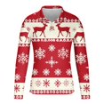 thumbnail image 3 of Aimik Hanes Men's Christmas Henley Shirts 1/4 Button up V Neck T-Shirts Cute Snowman Graphic Blouses Tops Long Sleeve Tees-Red XXXL, 3 of 4