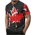 thumbnail image 2 of Blusas y camisas de manga corta y cuello redondo para hombre. Blusa informal de poliéster con estampado de cuello redondo y botones de manga corta a la moda para hombre., 2 of 5