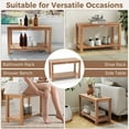 thumbnail image 6 of Gymax 30 Inch Teak Wood Shower Bench Inside Shower Stool w/ Storage Shelf for Adults, 6 of 10