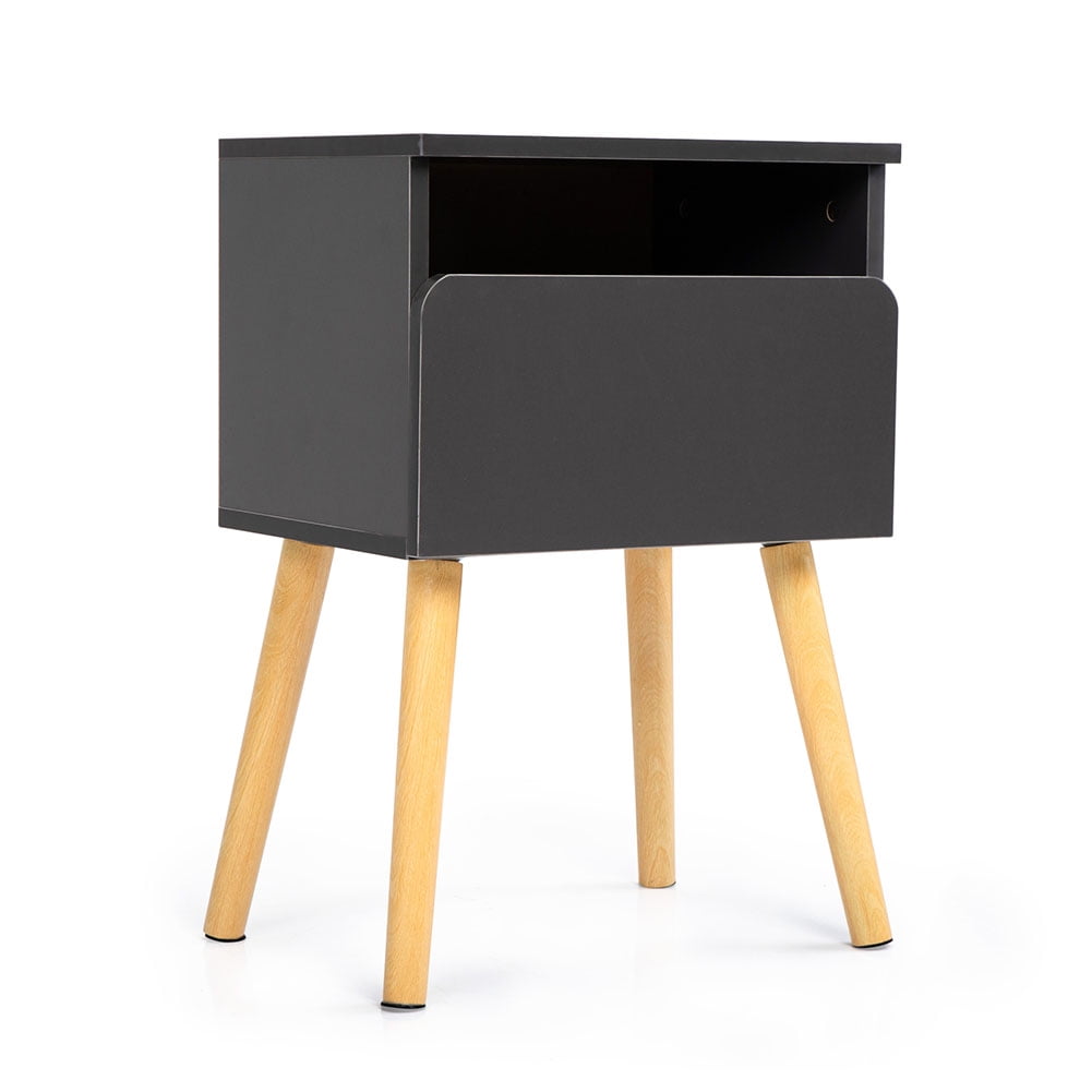 Private Jungle Nightstand with Drawer, Natural Wood Sofa Side End Table Bedside Night Stand with 4 Pine Legs,Gray Private Jungle Nightstand with Drawer, Natural Wood Sofa Side End Table Bedside Night Stand with 4 Pine Legs,Gray