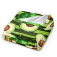 thumbnail image 2 of Kll Fleece Blanket Plush Throw Blanket Avocado Green Striped,Soft Fuzzy Cozy Flannel Blanket For Couch Sofa Bed.(50"X40"), 2 of 9