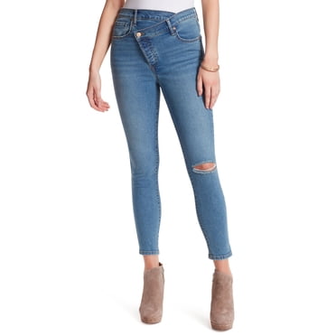 Jessica Simpson Womens Skinny Jean Asymmetric-Waist Stretch Blue 26