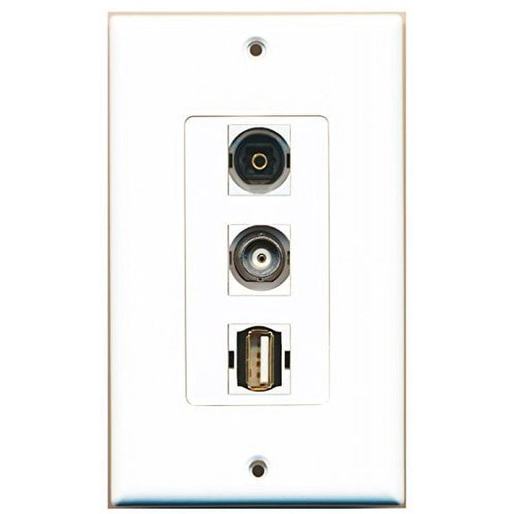 RiteAV - 1 Port USB A-A and 1 Port Toslink and 1 Port BNC Decorative Wall Plate Decorative