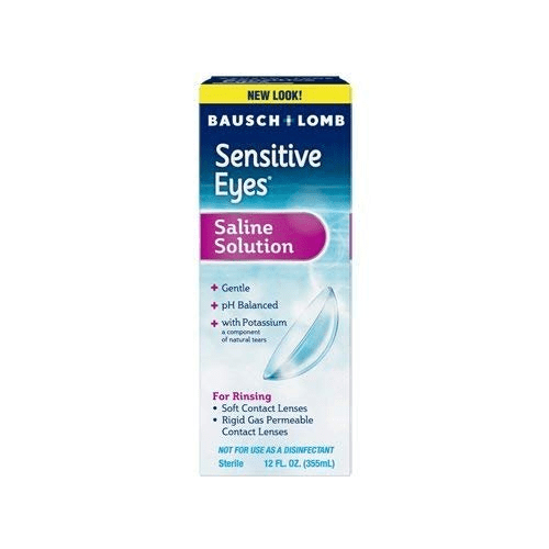 Bausch & Lomb Sensitive Eyes Plus Saline Solution, 12 fl oz 355 ml Pack of 2
