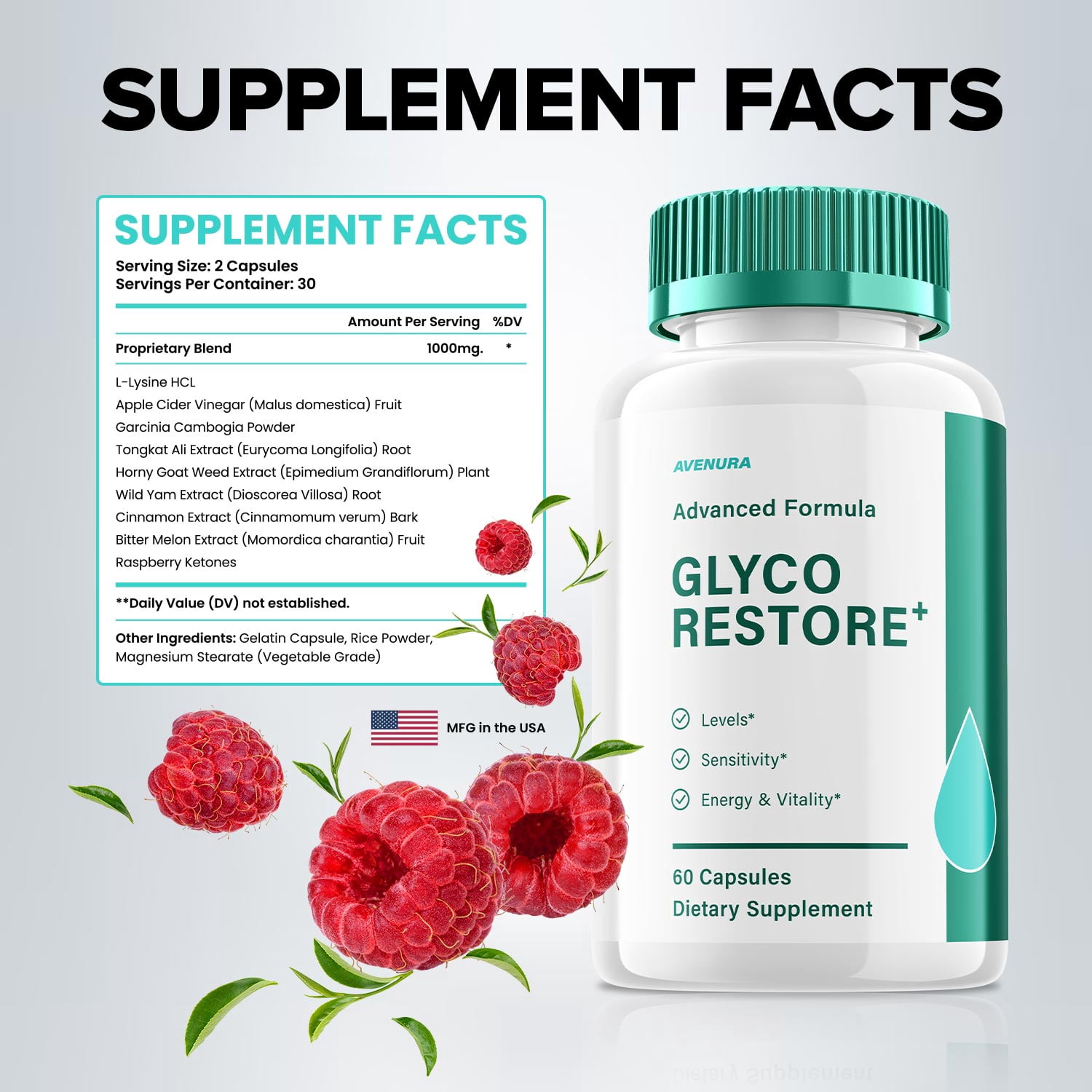 Glyco Restore Capsules – GlycoRestore Natural Blend Glycogen Formula for Health Support, 2 Pack, 120 Capsules