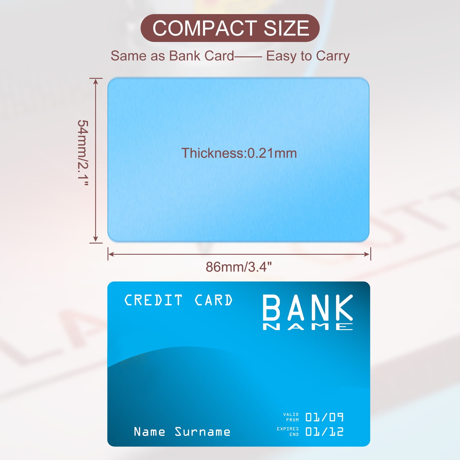 Unique Bargains Metal DIY Business Cards Blank Aluminum Laser Engrave Printable Name Card Blue