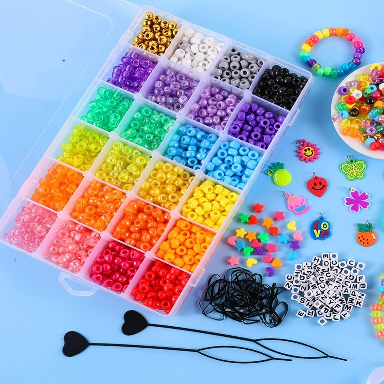 Miss Rabbit 1660+ Pcs Kandi Beads Kit for Bracelet Making, Rainbow Hair  Beads for Braids for Girls Women, Pony Beads for Jewelry Making with  Colorful