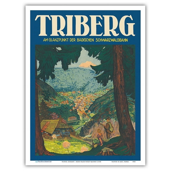 Triberg Germany - At the Highlight of the Baden Black Forest Railway - Vintage Travel Poster c.1930 - Master Art Print (Unframed) 9in x 12in