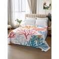 thumbnail image 2 of Colorful Coral California King Size Flat Sheet, Wrinkleproof & Fadeproof Cooling Flat Bed Sheet Only, Coastal Ocean Abstract Gradient Sea Breathable Soft Bedding Top Sheets 108 x 98 Inches, 2 of 8