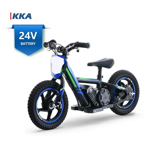 KKA 24V Electric Dirt Bike for Kids, 12 inch Tires Blue with Detachable Battery, for Child 3 
