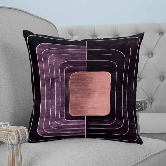 Purple Modern Abstract Decorative Pillowcase 16''x16'', Line Artwork Throw Pillow Covers Soft Cushion Case for Couch Sofa Bedroom Living Room, Pillowcase Boho Decor