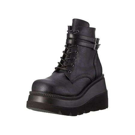 

Fangasis Ladies Womens Goth Punk Chunky Wedge High Heel Platform Shoes Ankle Boots