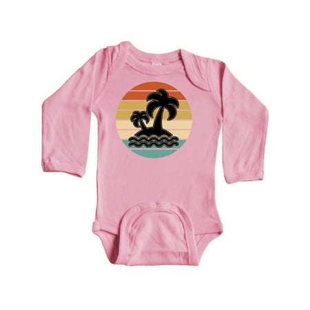 

Inktastic Retro Sunset Palm Trees Tropical Vacation Gift Baby Boy or Baby Girl Long Sleeve Bodysuit