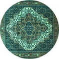 thumbnail image 1 of Ahgly Company Indoor Round Persian Turquoise Blue Traditional Area Rugs, 4' Round, 1 of 4