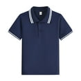 thumbnail image 4 of Ccpelsie Boys Short Sleeve T-Shirts Kids Summer Crewneck Color Block Tops Fashion Tees(Dark Blue,17-18 Years), 4 of 4